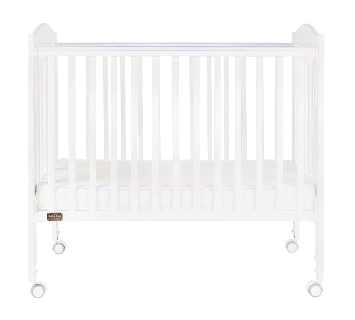 Baby Star Huggy Foldable Baby Cot with 3" Mattress - White / European Beech