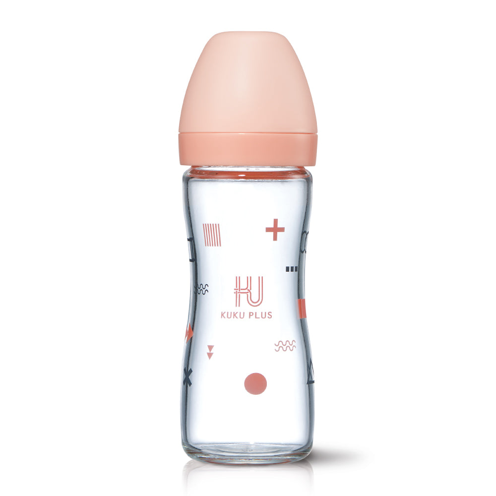 KUKU PLUS Wide Neck Feeding Bottle 240ml - Berry Pink