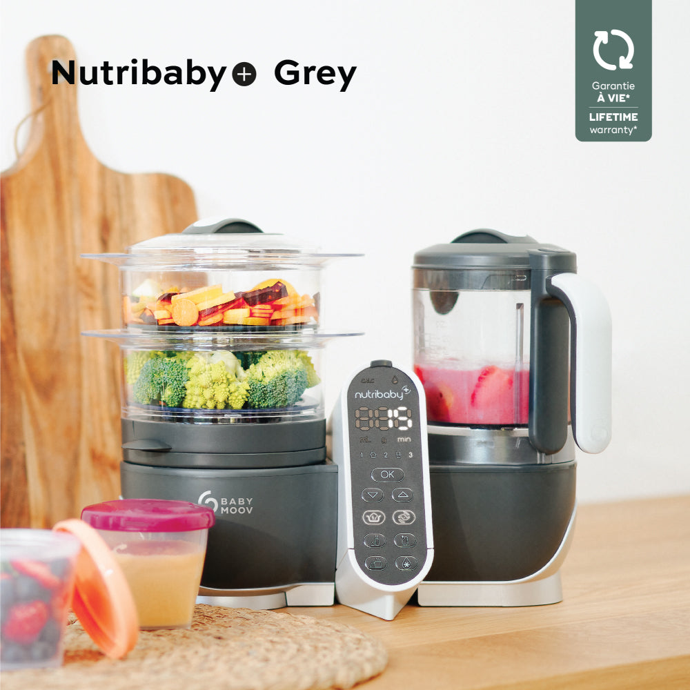 Babymoov Nutribaby(+) 6-in-1 Multi-purpose Baby Food Processor - Industrial Grey (Free Gift: Babybols 180ml X 6)
