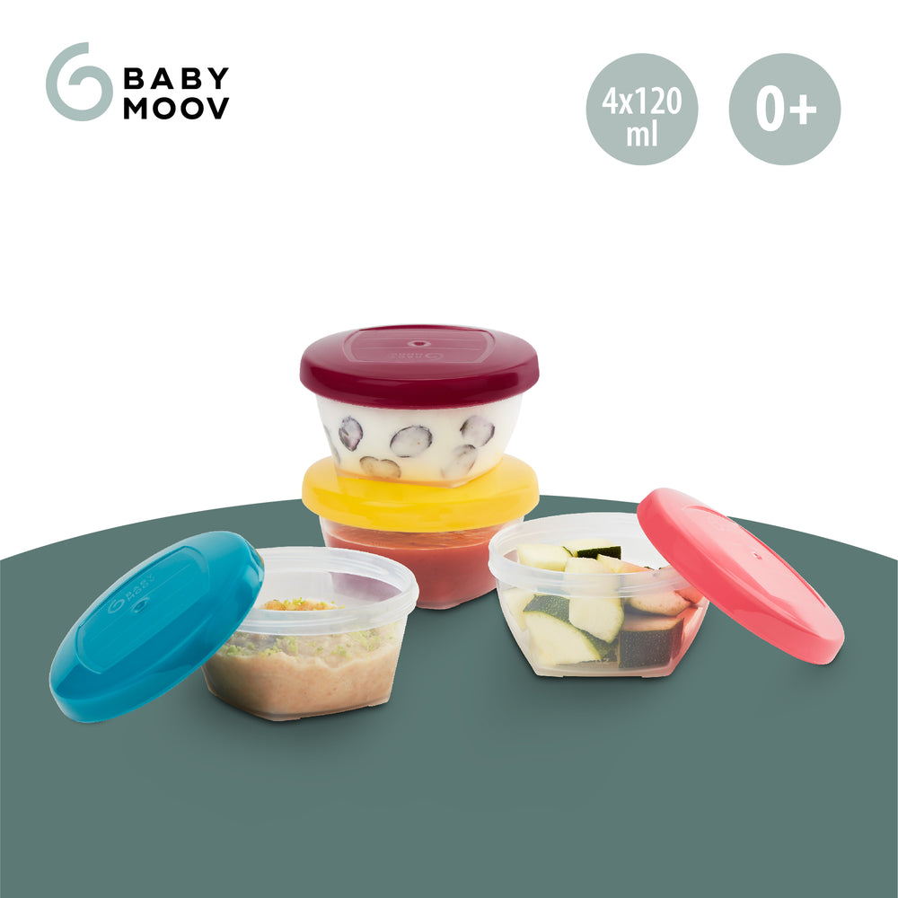 Babymoov Babybols 可重複書寫密封食物儲存碗 – 4個 x 120毫升(S碼)