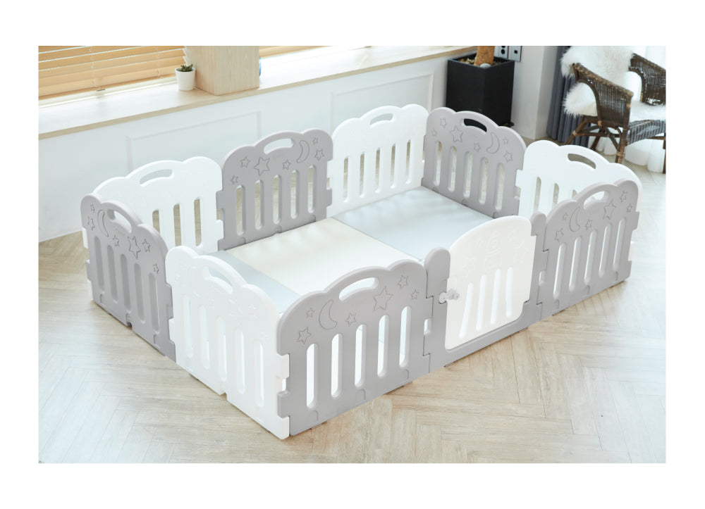 Caraz 9+1 Kibel Baby Room and Play Mat Set with Panel Holders - Secret Grey + White