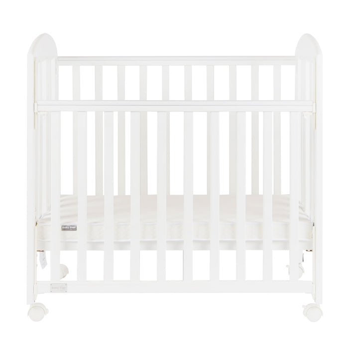 Baby Star Easi Foldable Baby Cot with 2" Mattress - White / New Zealand Pine