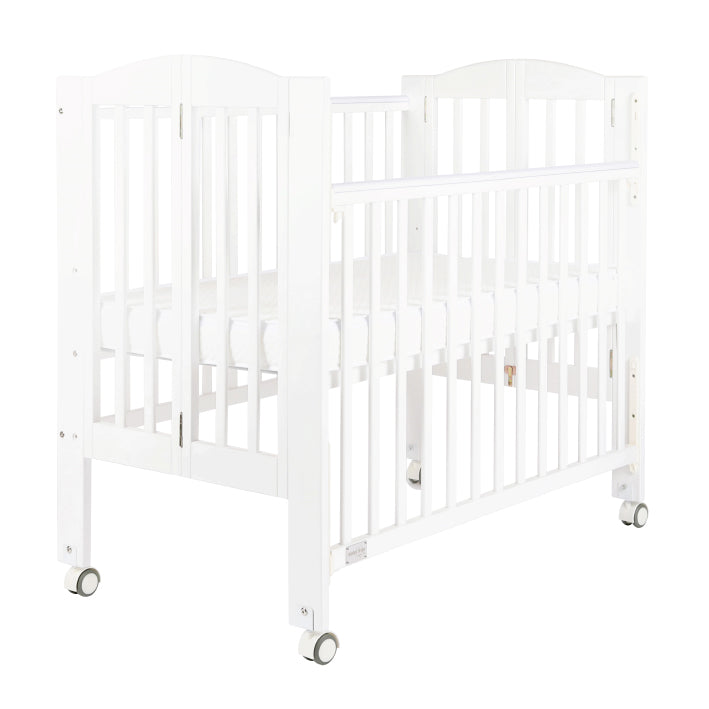 Baby Star Huggy Foldable Baby Cot with 3" Mattress - White / European Beech