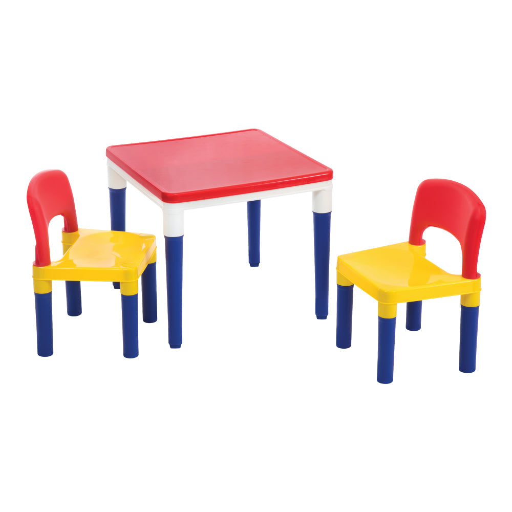 Baby Star x Delsun 2-in-1 Building Block Table and Chairs Set - Rainbow
