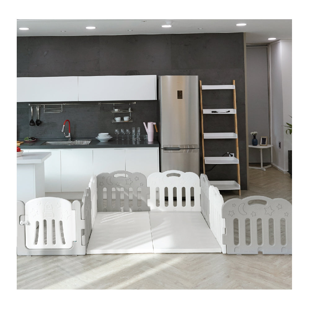 Caraz 7+1 Kibel Baby Room and Play Mat Set with Panel Holders - Secret Grey + White