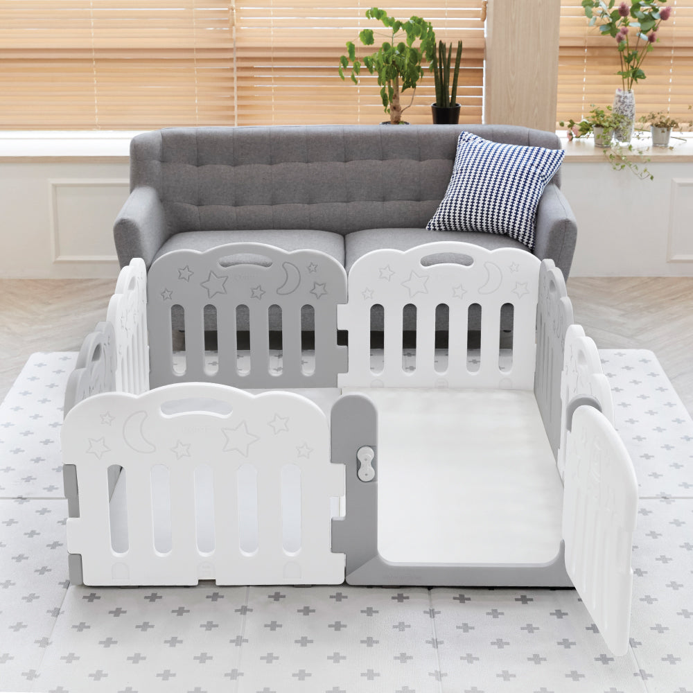 Caraz 7+1 Kibel Baby Room and Play Mat Set with Panel Holders - Secret Grey + White