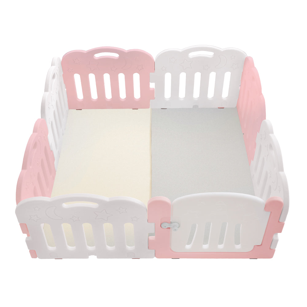 Caraz 7+1 Kibel 寶寶屋地墊套裝(附有面板固定扣) - 甜美粉 + 白