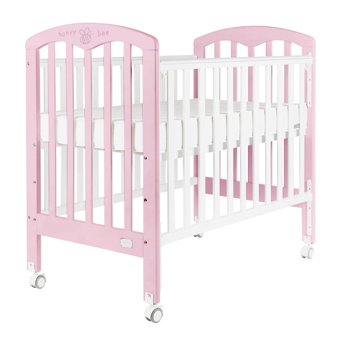 Baby Star Cozzi Baby Cot with 4" Mattress - Pink / European Beech