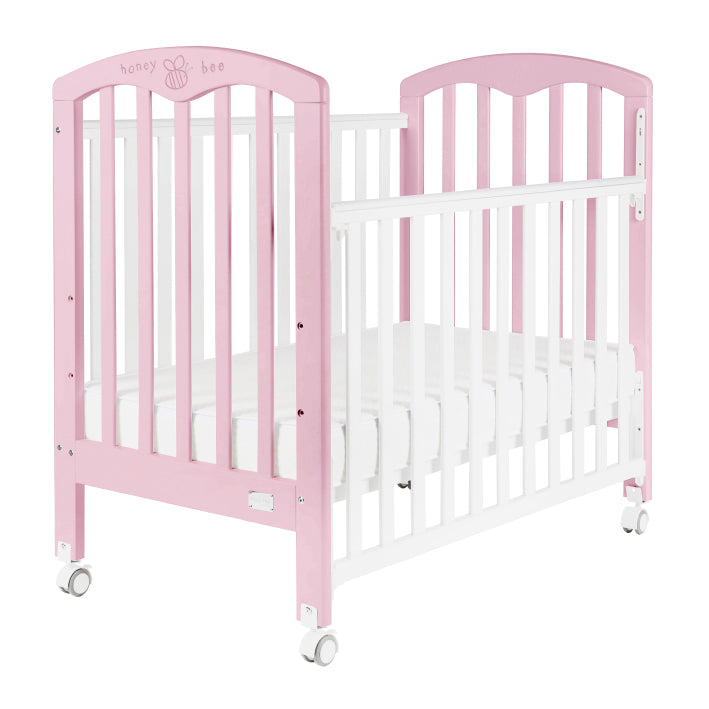 Baby Star Cozzi Baby Cot with 4" Mattress - Pink / European Beech **