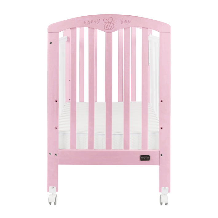 Baby Star Cozzi Baby Cot with 4" Mattress - Pink / European Beech